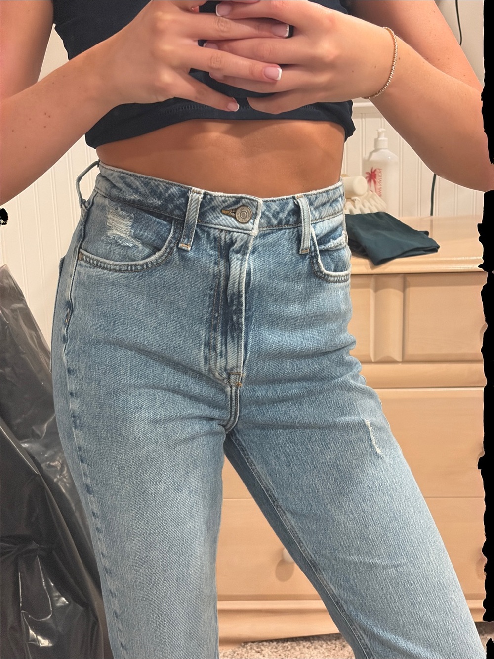 Zara High-Rise Light Blue Straight Jeans